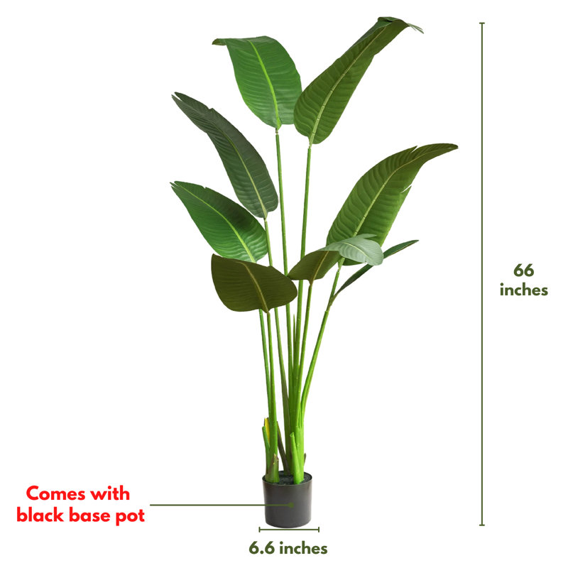 Faux Banana Leaf Plant in Pot, 46.5" H x 25" W x 25" D, 1