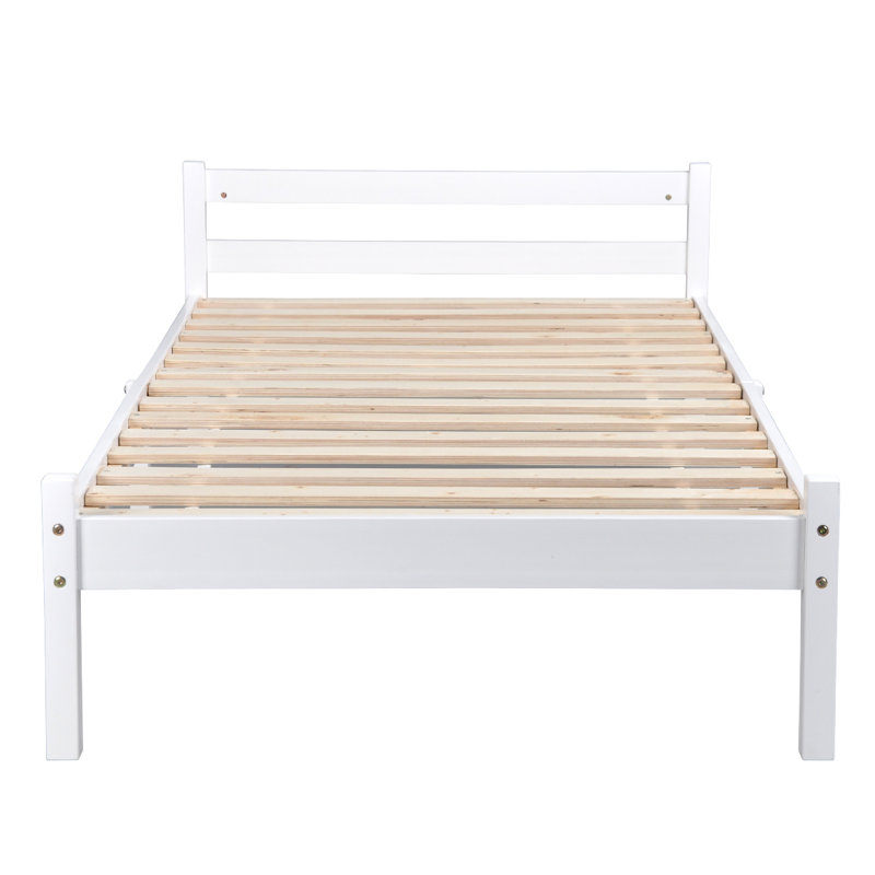 Arkim Solid Wood Bed, White, Double (4'6)