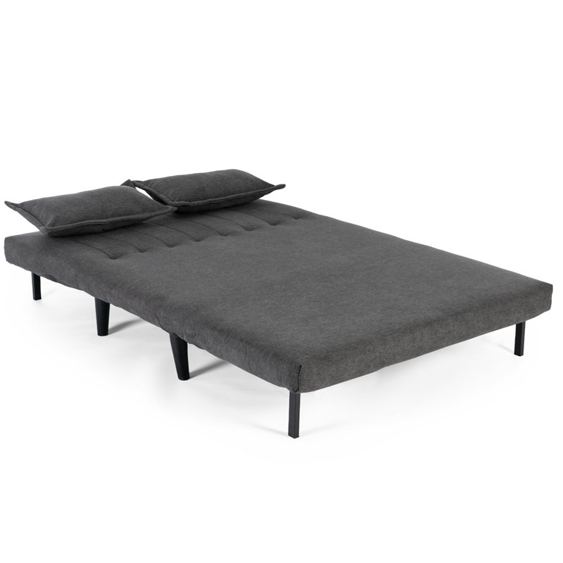 Nari 125.5Cm Linen Armless Sofa Bed, Charcoal