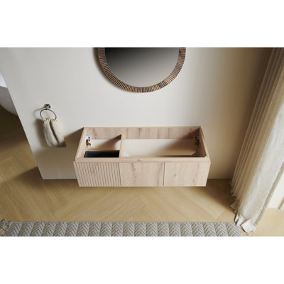 Armoire de salle de bain 48 po en chêne blanc avec portes doubles et tiroir de rangement