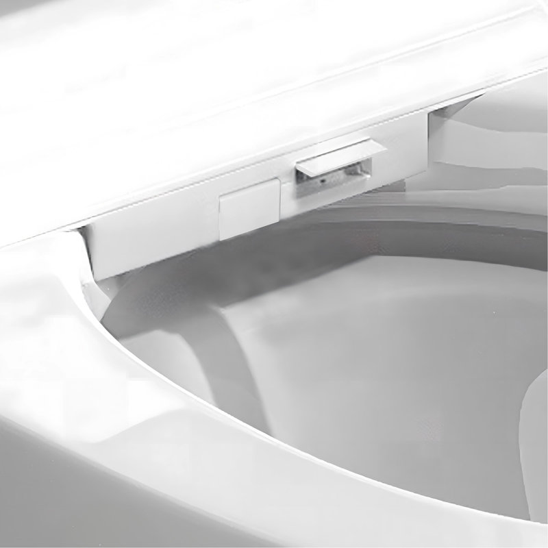Toilette une pièce à bidet intelligente avec séchoir à air chaud, siège chauffant, veilleuse à DEL et chasse d'eau à capteur de pied