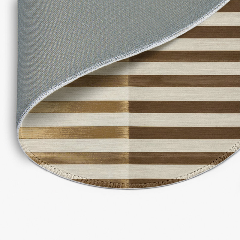 Tapis intérieur / extérieur beige HorizontalStripes, Rond 5 pi