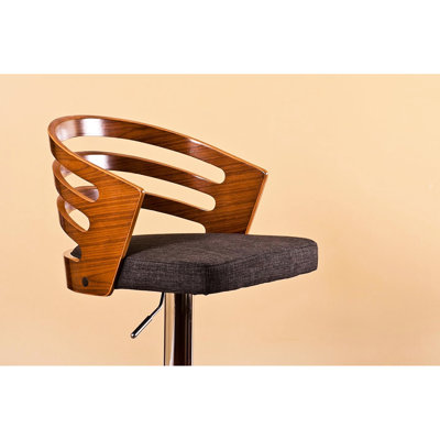 Adjustable Swivel Bar Stool With 360 - Degree Rotation, Black Cushion, Metal Pedestal, Streamlined Design, American Design For Versatile Rooms Modern Movement, Base, Footrest Any Contemporary Space