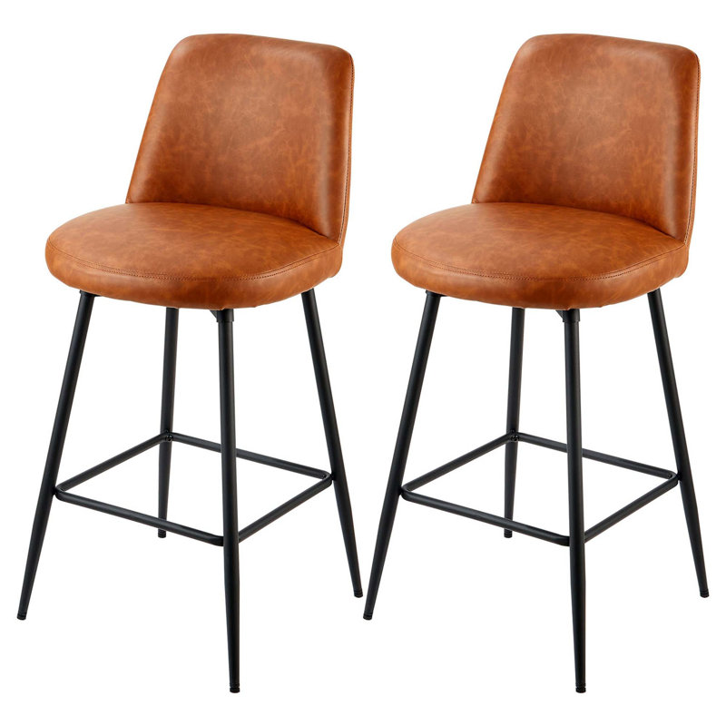 Ensemble de tabourets de bar pivotants modernes avec dossier en similicuir et pieds en métal