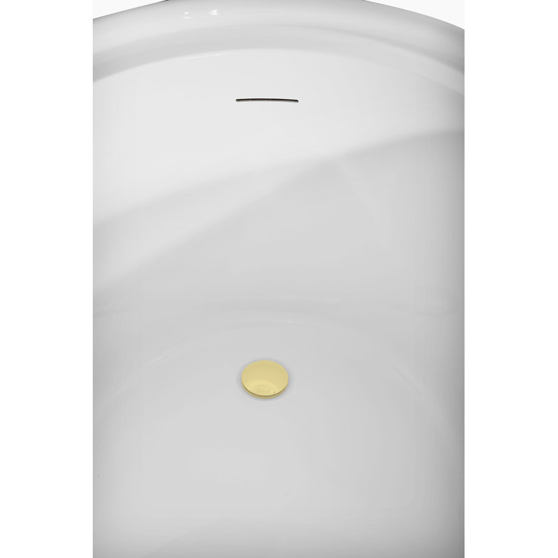 47" Streamline Soaking Freestanding Tub and Tray With Internal Drain, Polished Brass