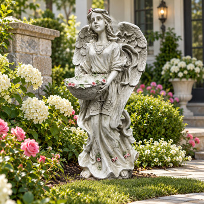 24 Inch Resin Angel Garden Statue with Flower Basket