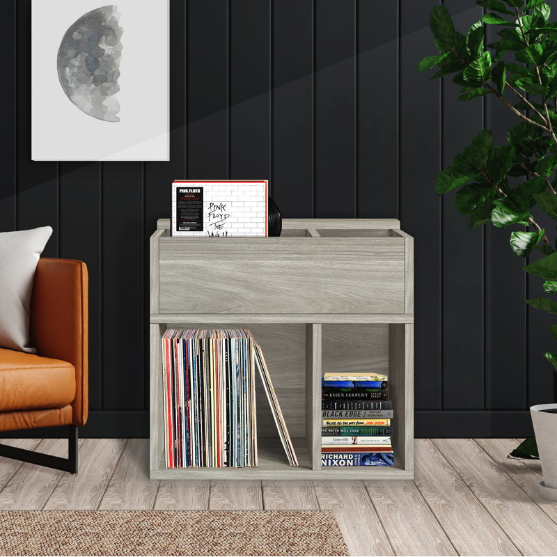 Vinyl Record Storage and Bookshelf, Aspen Grey