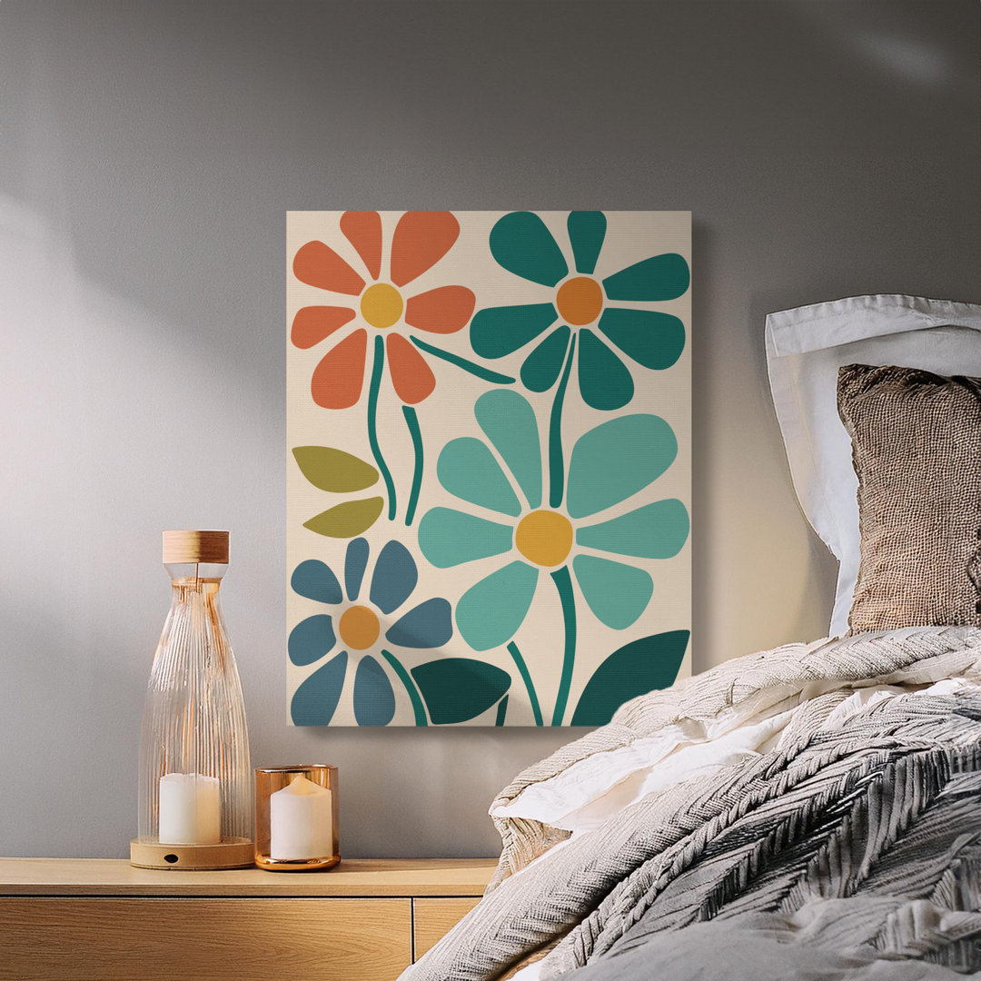 Retro Floral Abstract Canvas Print