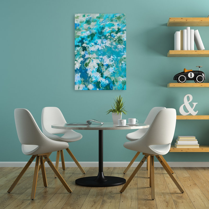 Reproduction d'art aquatique abstrait bleu marine, 36" H x 24" W
