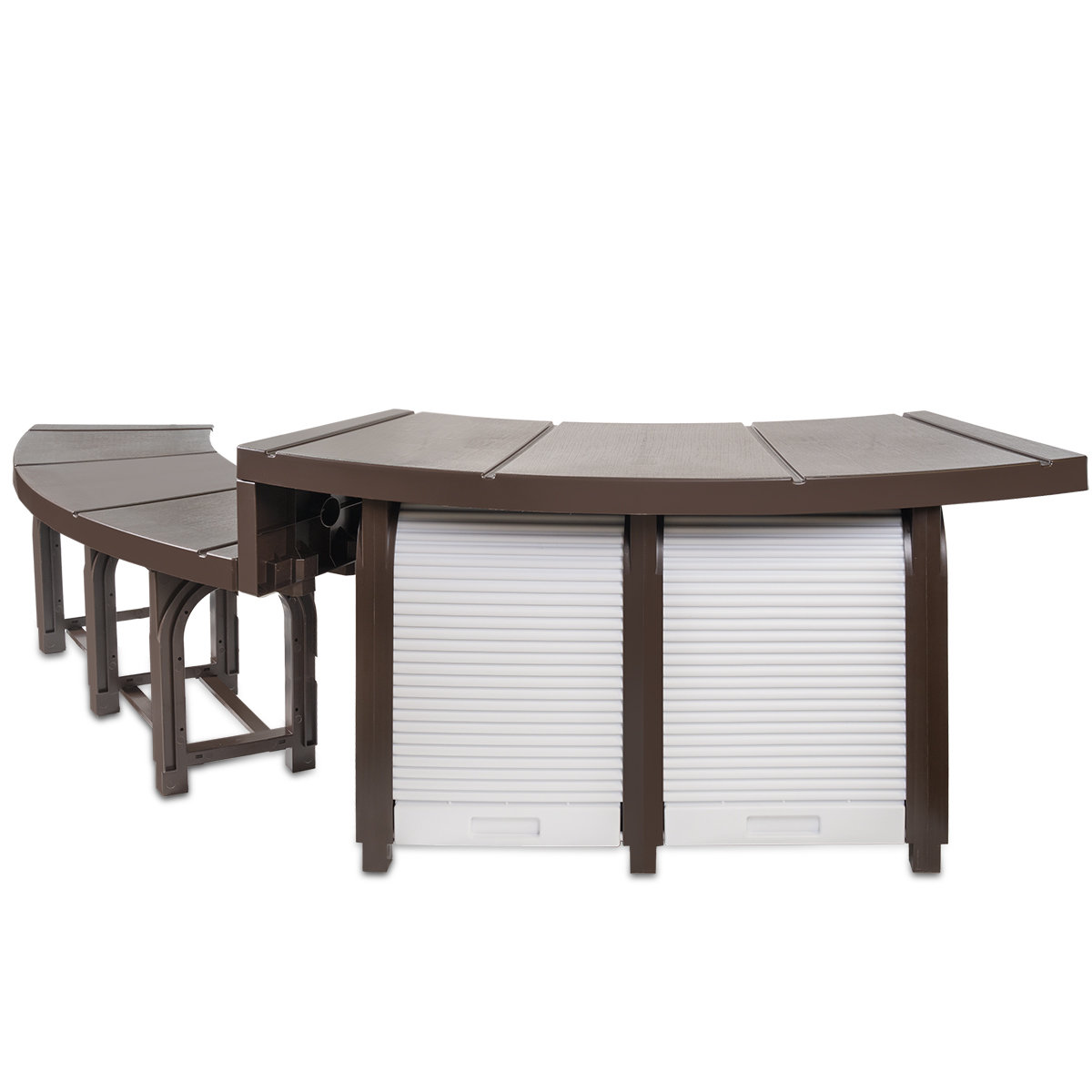 Xtremepowerus Spa Storage Benches With Roller Shades, Brown, 4-piece ...