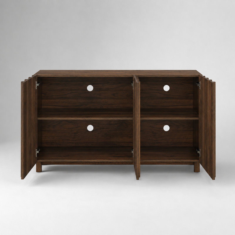 Buffet avec portes cannelées verticales Araminta, Noyer