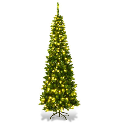 Arbre de Noël mince en cachemire vert avec 150 lumières
