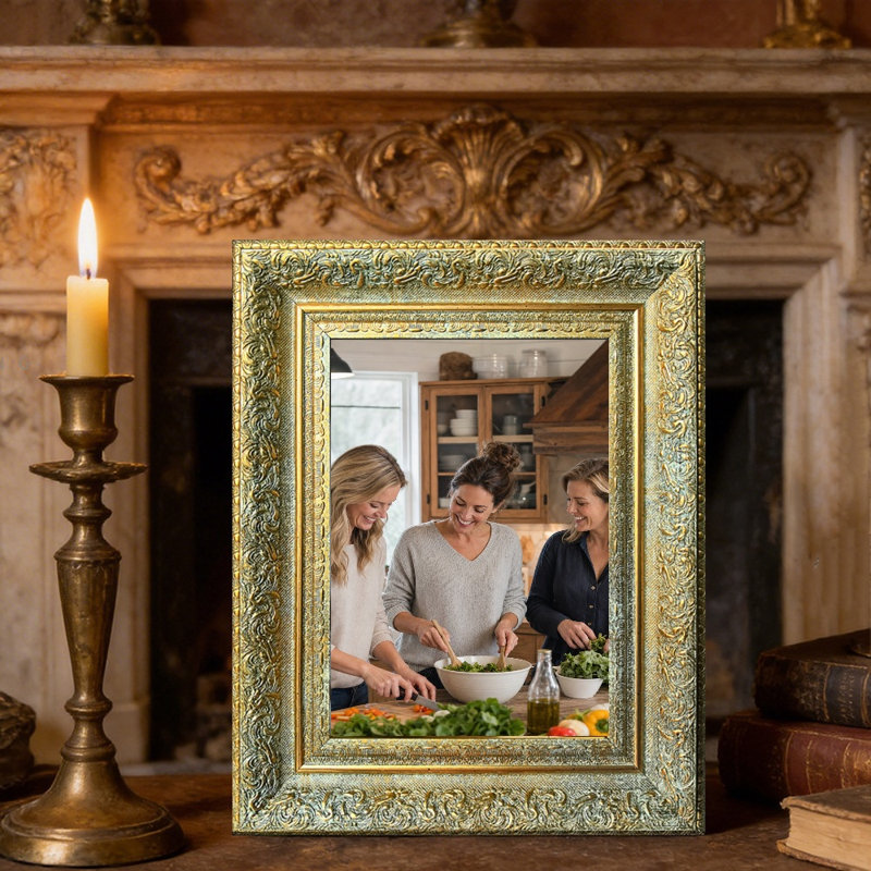 Cadre photo mural 11 pièces x 11 po or antique 11 po pour décoration de vestibule, Antique Gold, 1, L 11 po x H 14 po