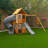 Castlewood Wooden Swing Set, Grey Slide-122659966