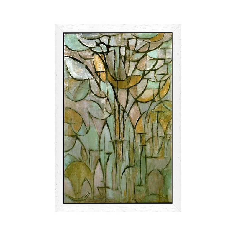 Piet Mondrian - Wrapped Canvas Painting, 66.04 cm H x 45.72 cm W, White Framed