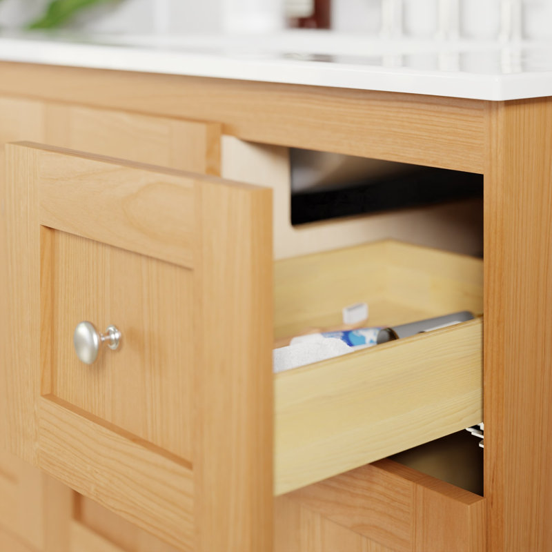 Armoire de salle de bain sans plateau en aulne naturel l 60 po x P 21 po x H 34,5 po Shaker, Aulne naturel