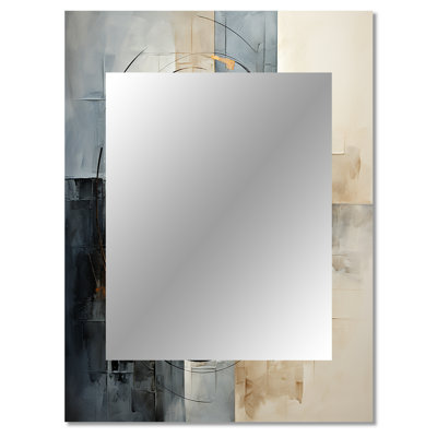 Gold Grey Gleaming Geometry VI - Abstract Collages Decorative Mirror, Gold Wall Mirror, Printed Metal Art