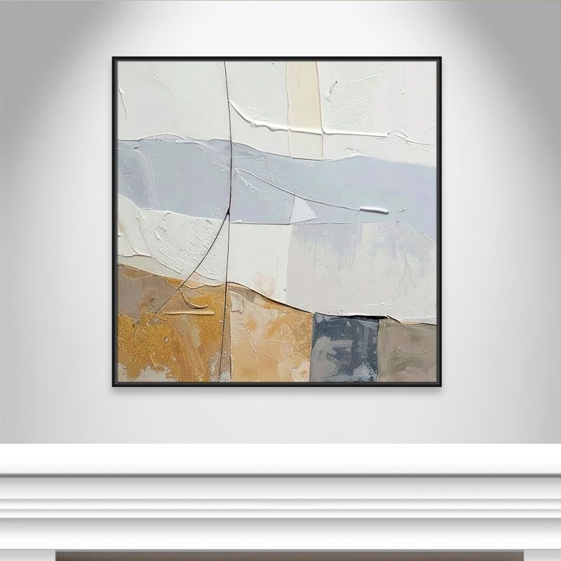«Plastered I Print» par Alonza Saunders, Framed Canvas, 41.5'' W x 41.5'' H, Black Floater