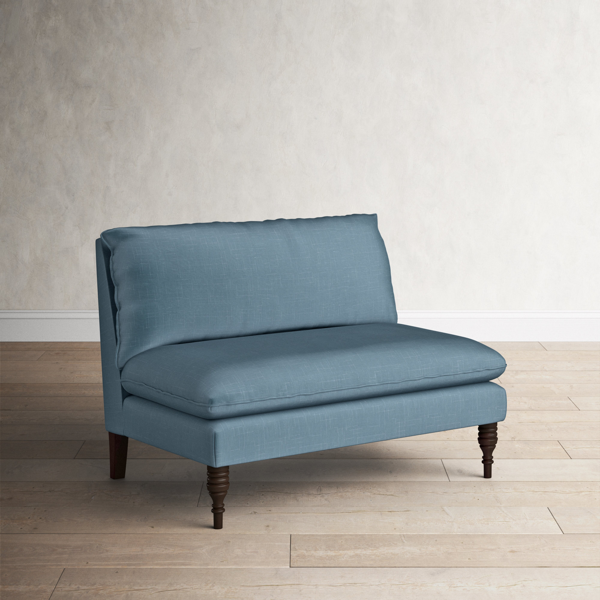 Varick 47'' Upholstered Settee, Classic Denim Linen