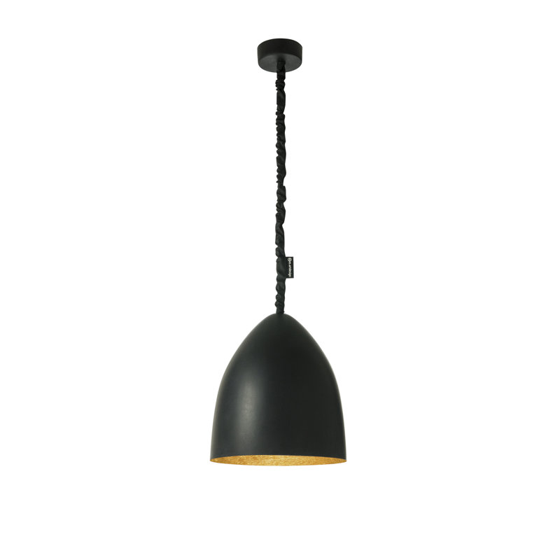 1 - Light Black Bell Pendant, Gold