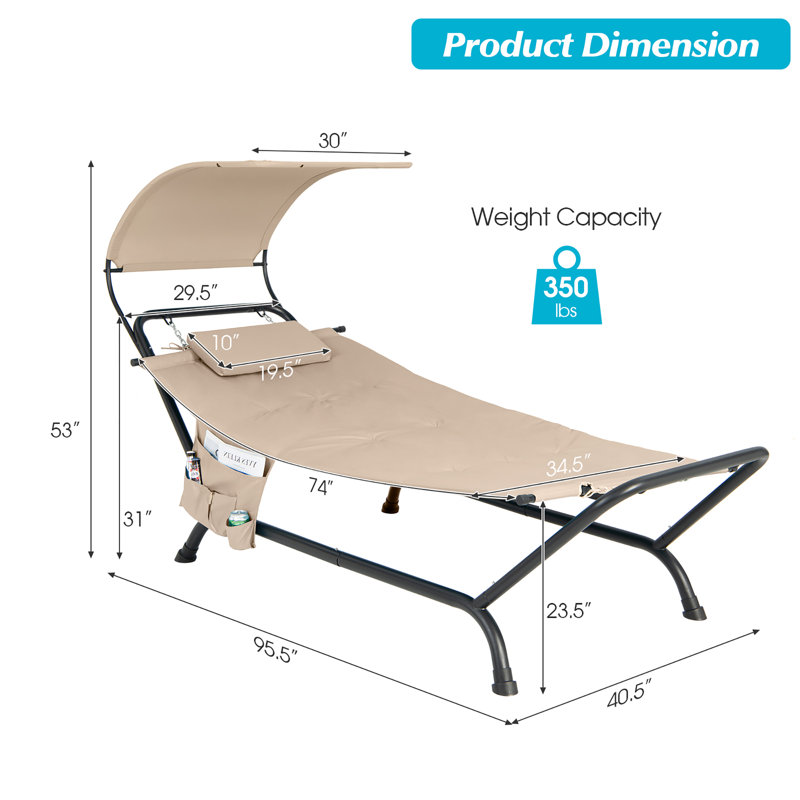 Chaise longue simple avec coussins 95,5 "Dawnella, Beige
