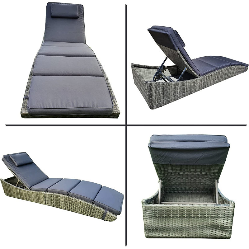 Outdoor Rust-Resistant Metal Chaise Lounge , Cushion Included, Gray