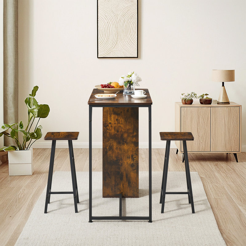 Ensemble de table de salle à manger, table de cuisine et chaises pour 2, ensemble de 3 tables de bar et chaises avec tiroir de rangement