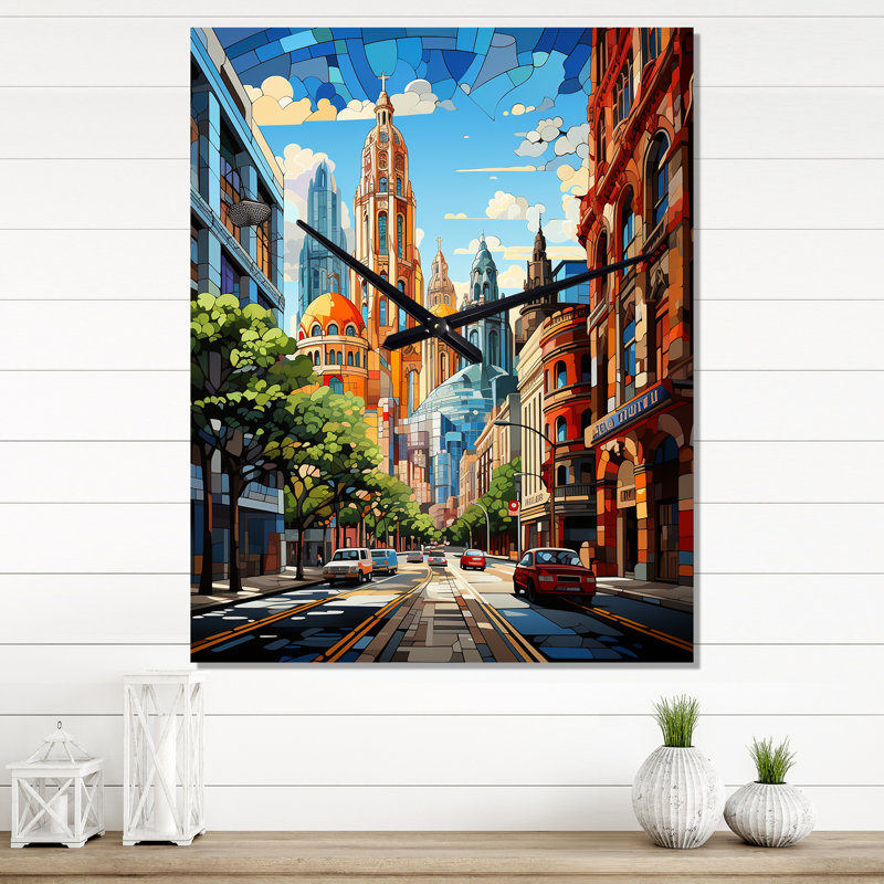 Horloge murale City City Popart II - Cityscapes, H 32 po x l 16 po x P 1 po