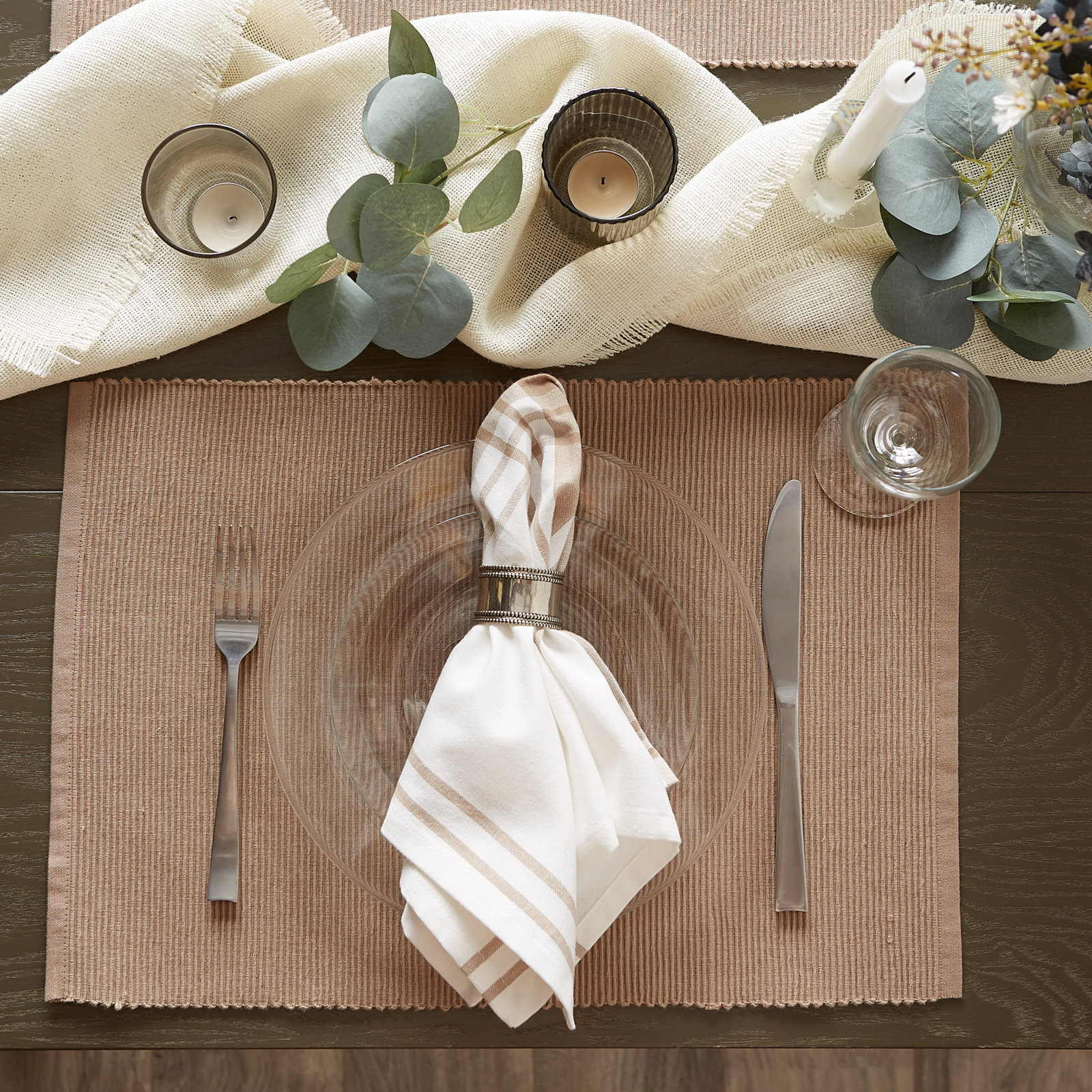 Pumpkin Spice 6 Piece Cotton Placemat Set, Stone