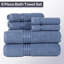Ensemble de serviettes de salle de bain 6 pièces Lavish Home - Essentiels de salle de bain 100% coton 625GSM avec 2 débarbouillettes absorbantes, 2 débarbouillettes et 2 serviettes de bain pour la douche, la salle de sport, le dortoir et le spa (bleu clair)-19700438
