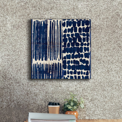 Toile épique Graffiti «Indigo Batik 3» par Wild Apple Portfolio, 18 po x 18 po