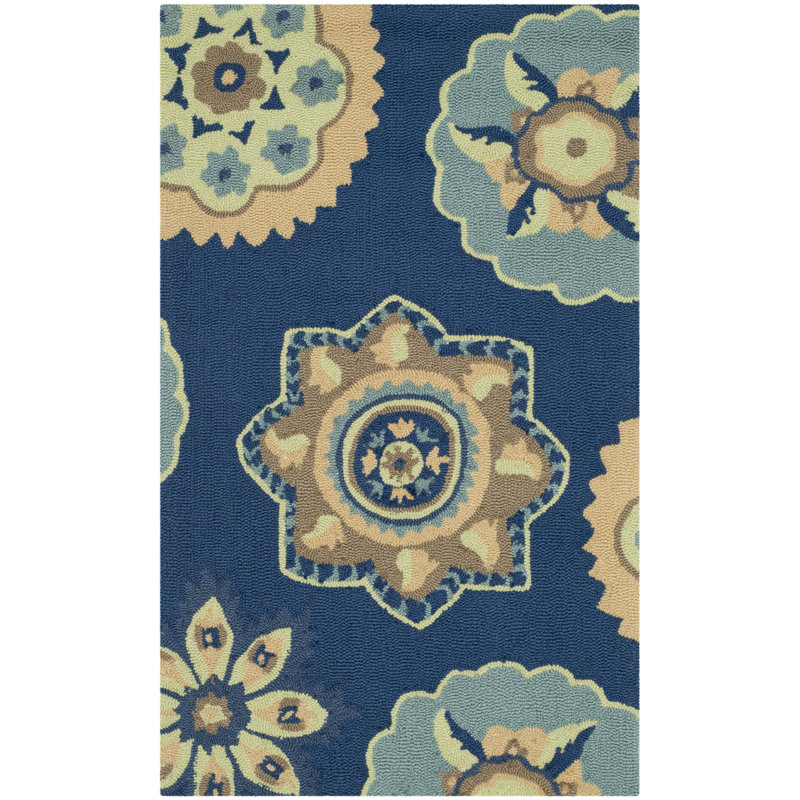Tapis bleu marine crocheté à la main Doyle, Rectangle 2 pi 3 po x 3 pi 9 po