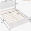 Grand lit plateforme, lit plateforme en bois massif avec lattes de soutien et structure solide, aucun sommier requis, blanc