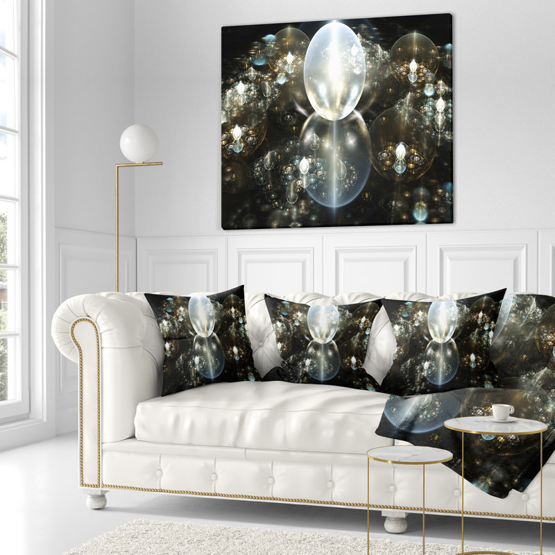 Gouttes d'eau sur miroir - coussin abstrait imprimé, 16 po x 1 po, Coussin décoratif, Or