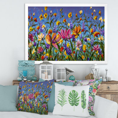 Marguerites et fleurs sauvages dans un jardin d'été I - peinture sur toile