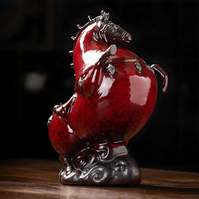 Élégante figurine cheval en céramique de la dynastie Tang - mini ornement de bureau