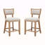 Ensemble de 2 tabourets de comptoir, tabourets de bar rembourrés à hauteur de comptoir avec dossier confortable, structure en bois d'hévéa massif, dossier, repose-pieds, tabourets de bar sans accoudoir pour bar personnel, comptoir de cuisine-222121130