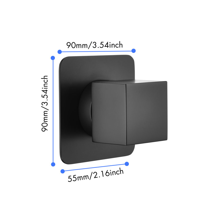 3/4" Volume Control Valve - Matte Black Shower With Adjustable Brass Handle Cast Metal Black,