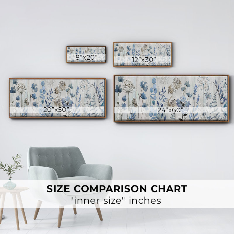Blue Meadow- Framed Canvas, 12" H x 30" W