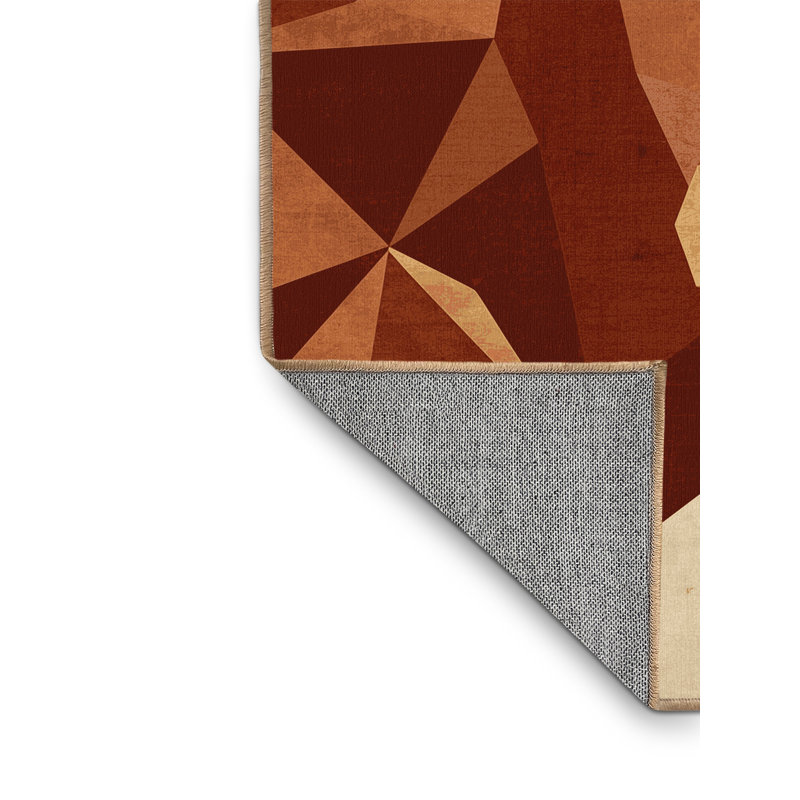 Machine Washable Pavle Rustic Geometric Rug in Brown – LightBrown Binding, 7 x 10