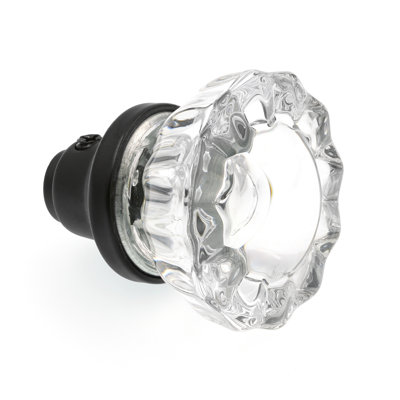 Poignées de porte en verre cannelé de style mortaise - parfait pour remplacer les ensembles de serrures antiques cassées sur les portes intérieures, dispose de 2 po Boutons de diamètre extérieur, noir mat (1 ensemble)