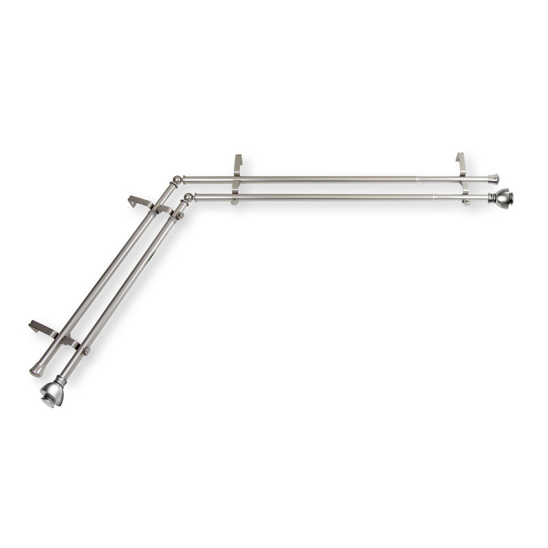 Tringle à rideaux double Haubstadt, L 28 po x l 48 po, Nickel satiné