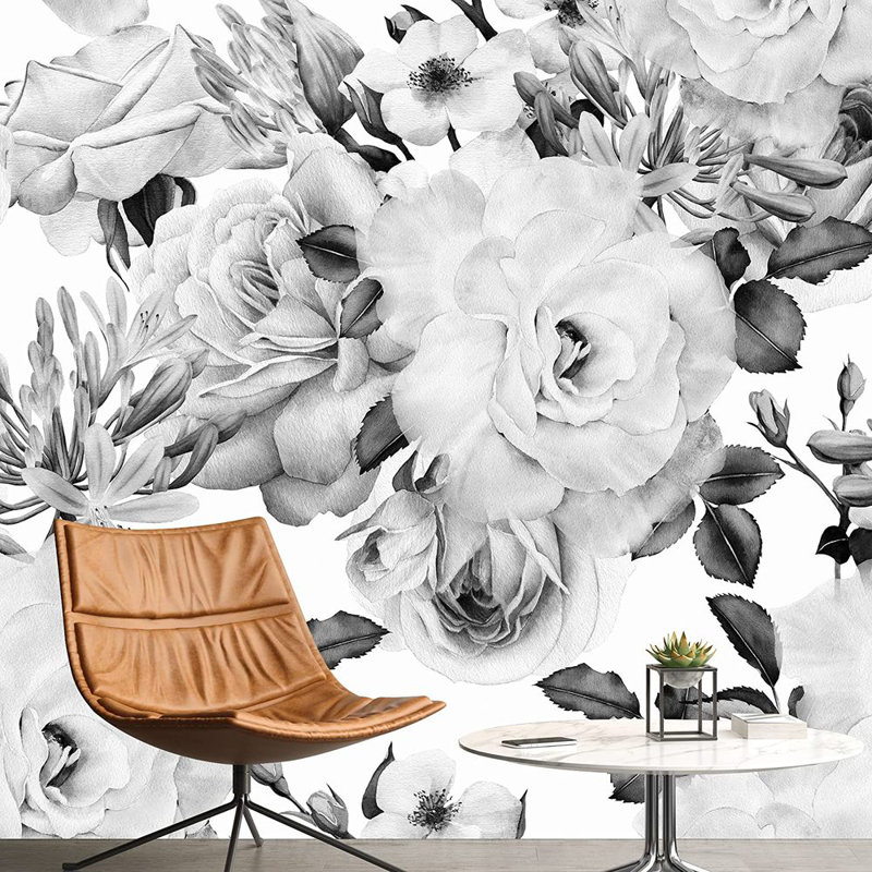 Murale fleurs roses, L 100 po x l 144 po