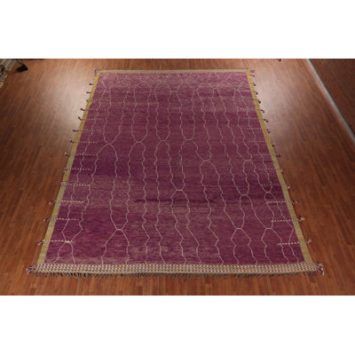 Grand tapis oriental marocain à rayures mauves