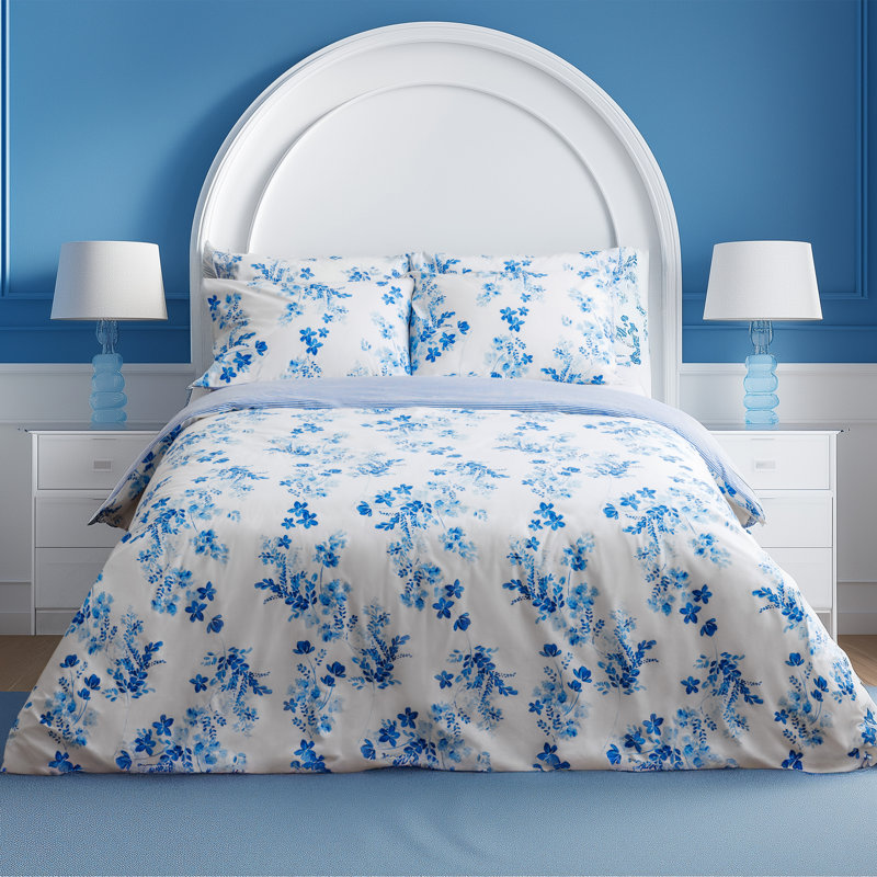 Leruum Duvet Cover Bedding Set %100 Cotton Sevilla Pattern Quilt Cover Set (Blue, Single), Blue