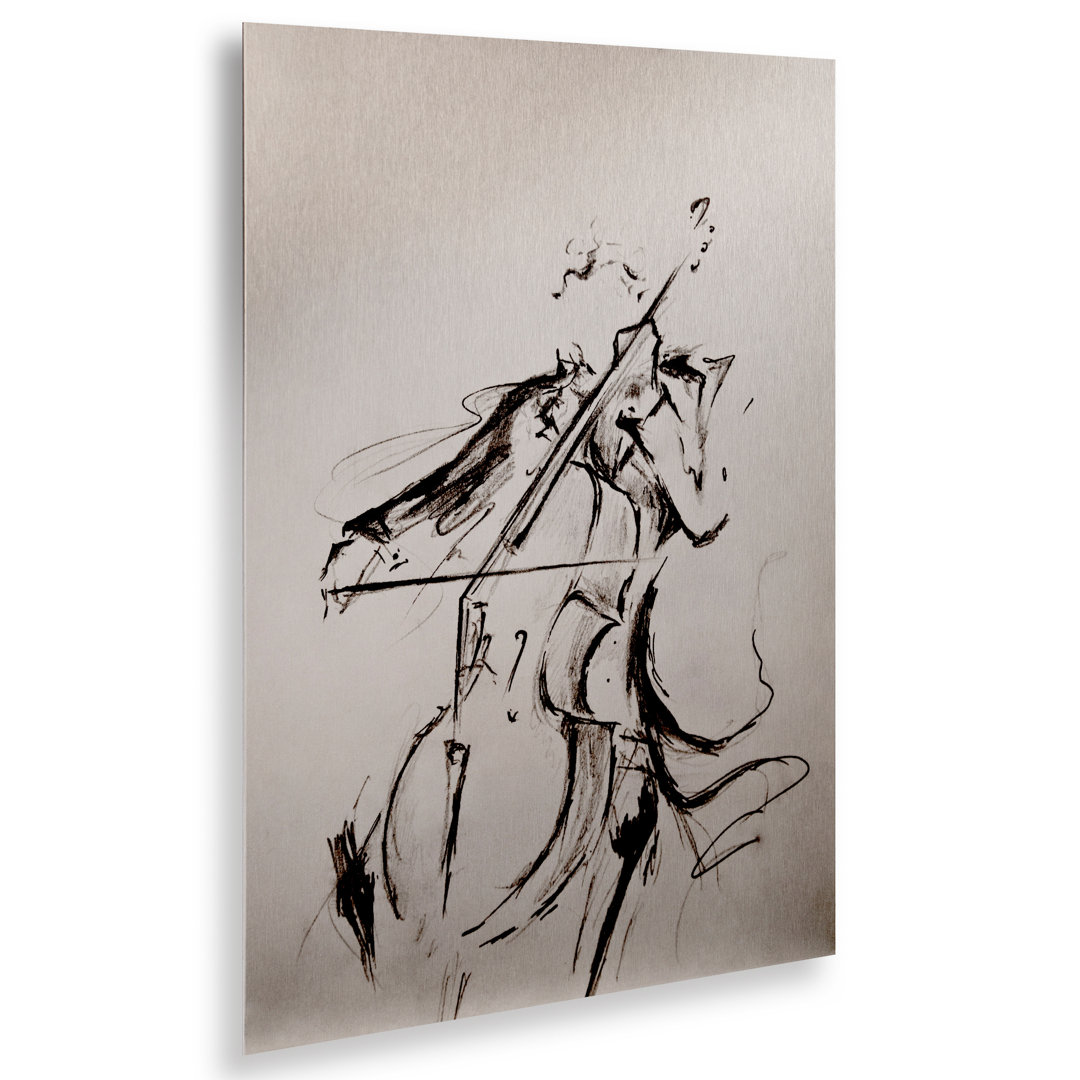 The Cellist Sketch' by Henry Painting Print on Metal Winston Porter