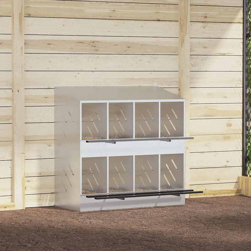  Chicken Nesting Box With 8 Compartments Metal, Silver