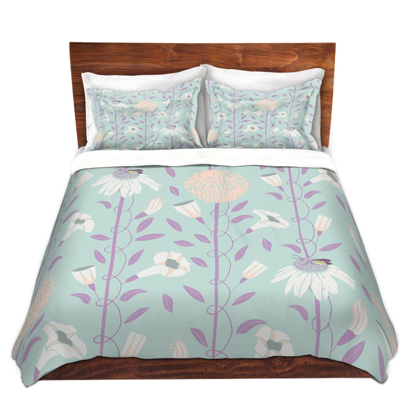 Ensemble de housse de couette Flowers In The Sky, 1 housse de couette grand + 2 taies standards