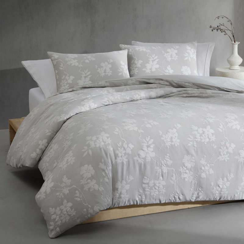 Ensemble de housse de couette Calvin Klein, Rayé blanc, Housse de couette pour grand lit et 2 taies décor