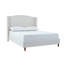 Grand lit avec tête de lit à oreilles - attrait minimaliste, revêtement en chenille, structure en métal, sans sommier, attrayante chambre de 54 po de hauteur, rembourré,-124321347